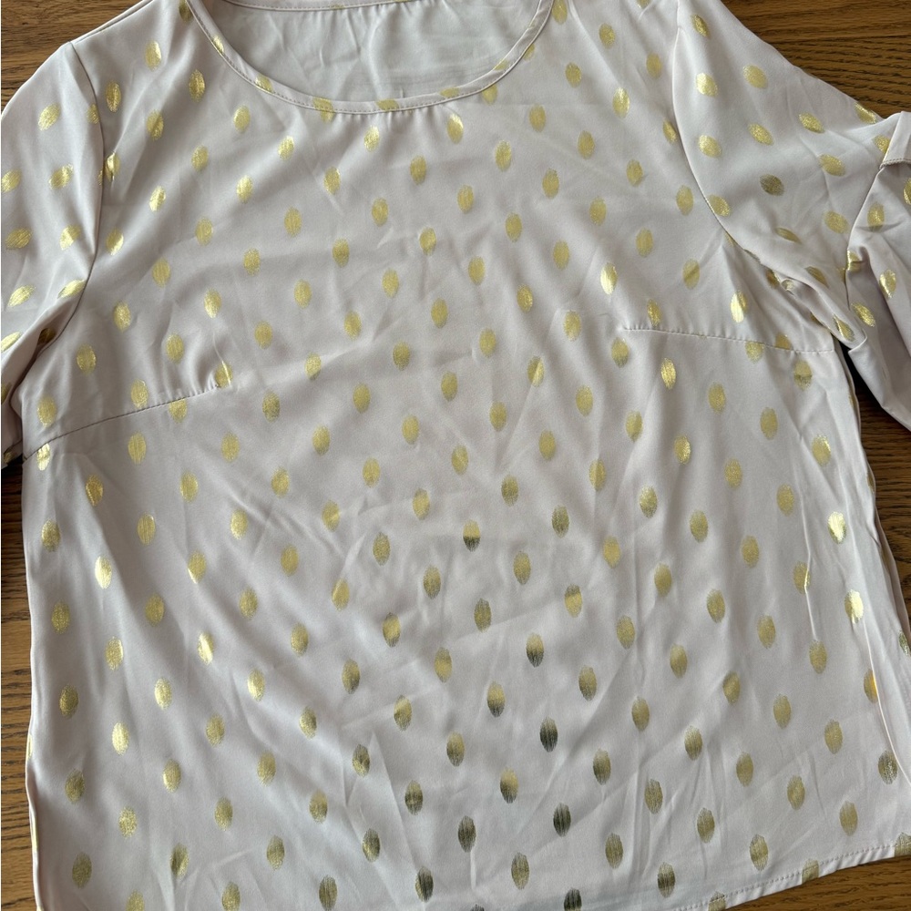 Women’s Cream Blouse with Gold Foil Dot Detail - Picture 3 of 5